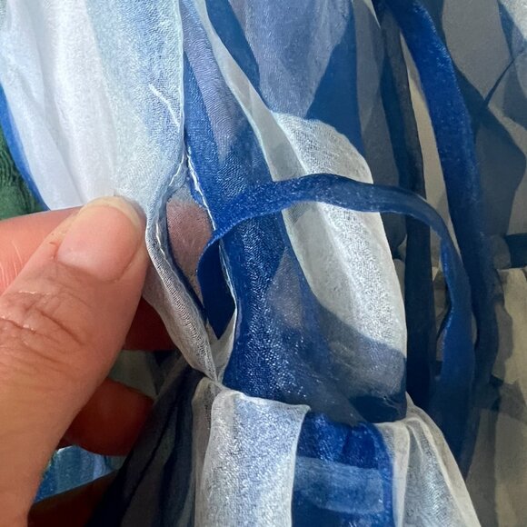 STAUD Flippa Blue & White Stripe Organza Wrap Midi Dress NWT - Picture 10 of 15